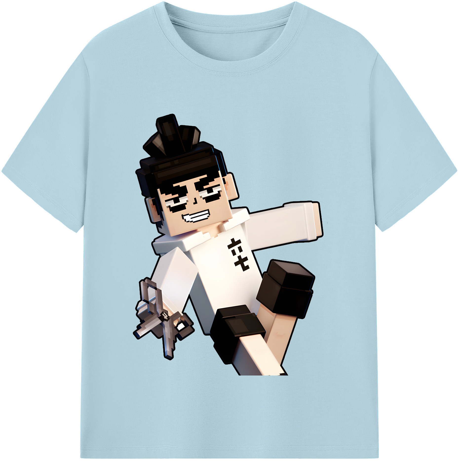 （画像用） マインクラフト ブロックの世界 Minecraft MC Block world 綿100％半袖Tシャツ（フロントプリント）